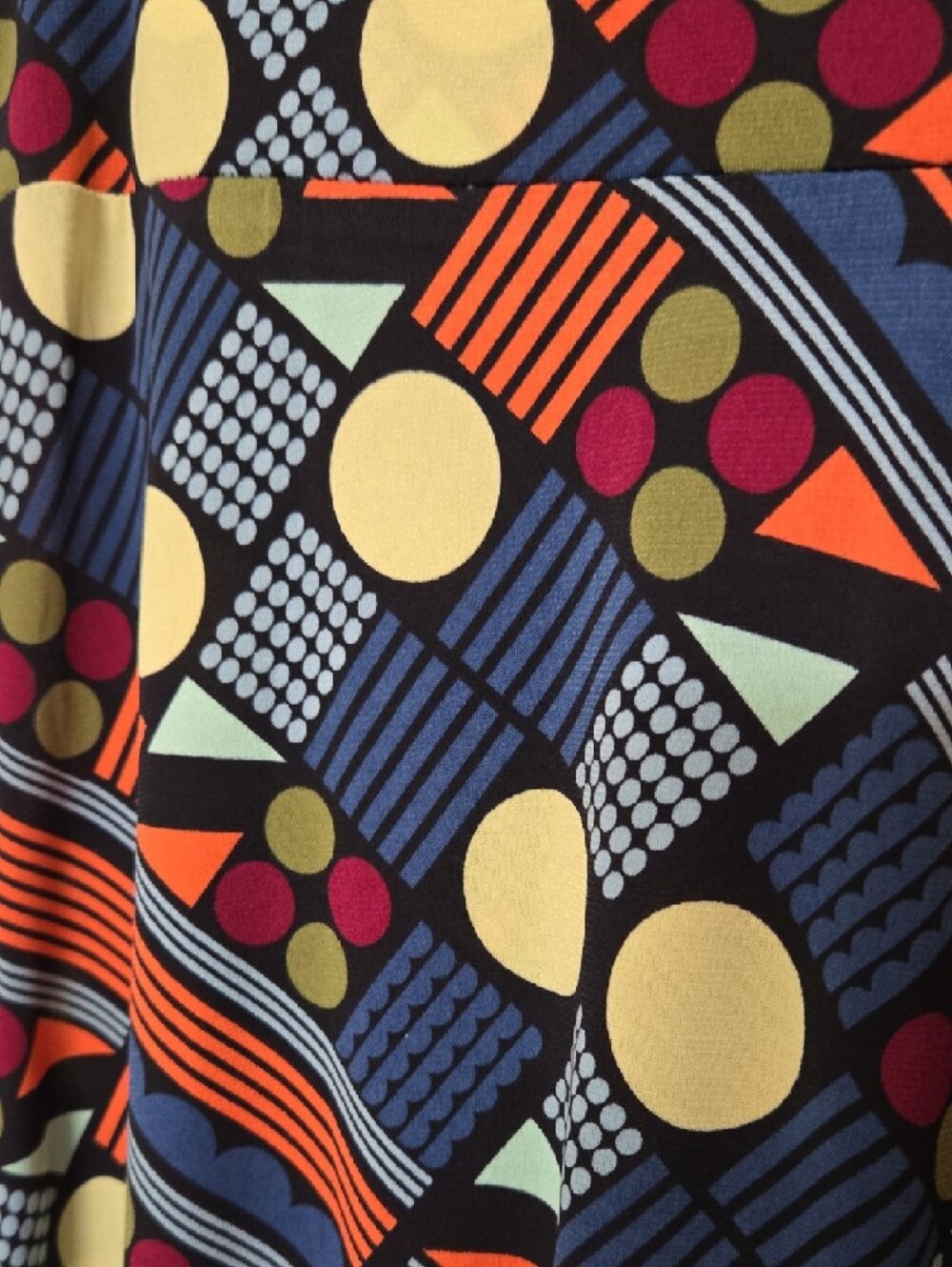 LuLaRoe Navy Geometric Dot & Stripe Maxi Skirt - Picture 2 of 4